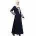 A-line abaya with Resham embroidery work- Navy Blue